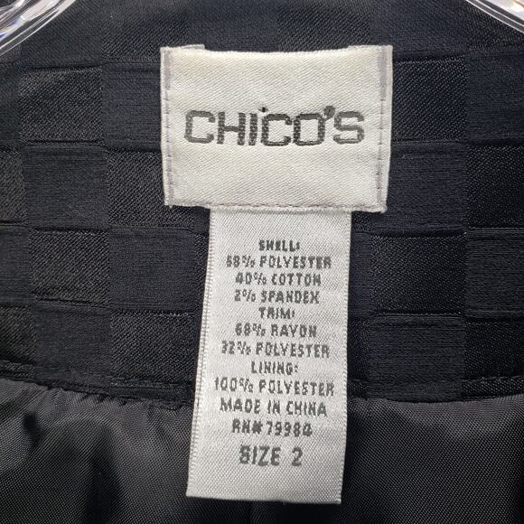 Chico's Women's Black Floral Jacquard Pleated Jacket Size 2 - Picture 9 of 12